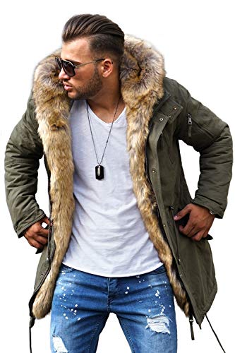 Rello & Reese Winter Parka mit Fell-Imitat Jacke Mantel E-7250 [Khaki, L] von Rello & Reese