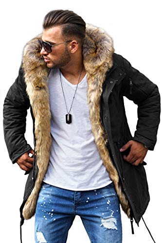 Rello & Reese Winter Parka mit Fell-Imitat Jacke Mantel MJ-7250 Schwarz, L von Rello & Reese