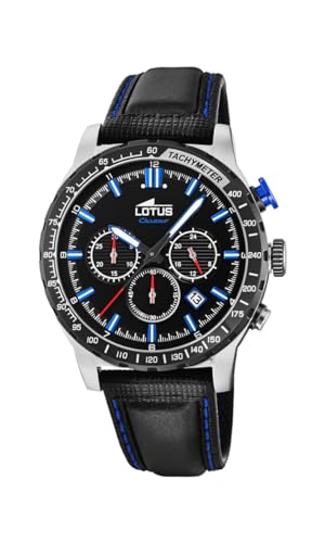 Lotus Uhr Für Herren 18587/3 Color Silber Edelstahl Case SchwarzLeder Band von Relojes Lotus