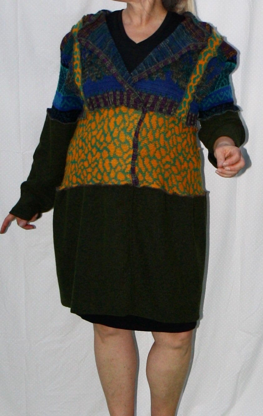 Vegane Baumwolle Strickpullover Pullover Kleid in Herbsttönen Gr. M/L von RelovedFabrics