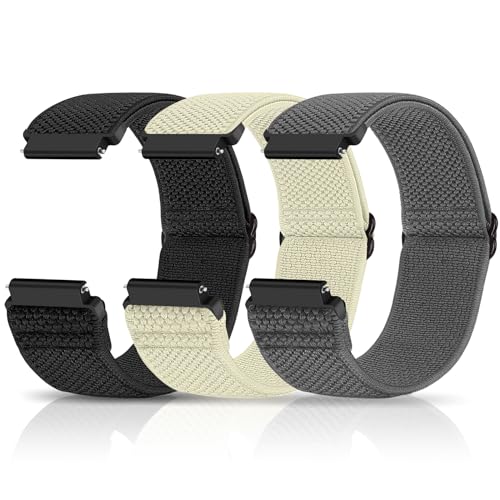 Relting Kompatibel mit 16 mm, 18 mm, 19 mm, 20 mm, 22 mm Uhrenarmbändern, Schnellverschluss-Ersatzarmband, verstellbares, dehnbares Nylon-Solo-Schlaufenband, gewebt, Sport-Gummibänder für Damen und von Relting