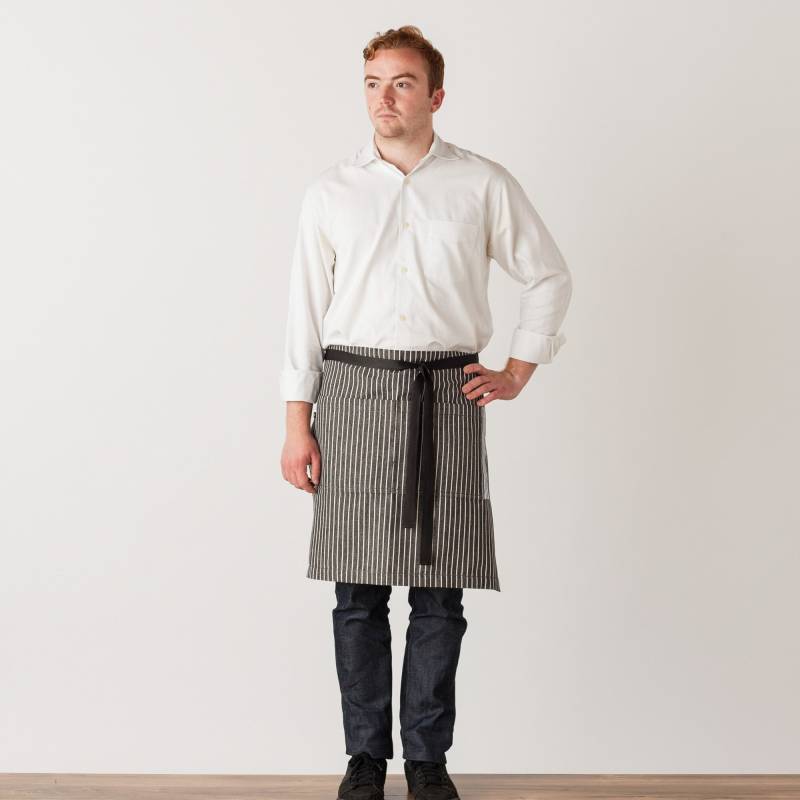 Anthrazit-Schwarz Mit Eisenbahnstreifen | Halbe Schürze Bistro-Restaurant Taillenstil Kellnerin Kellner Damen, Herren Keilrahmen Professionell von ReluctantTrading