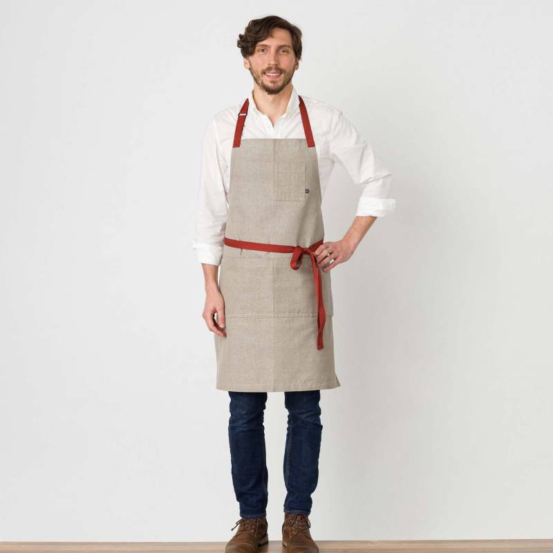 Beige Küchenschürze Für Frauen, Männer Mit Taschen | Verstellbare Rote Träger Köche, Bäcker Und Baristas Handgewebt, Baumwollcanvas Professionell Beige Küchenschürze Für Frauen, Männer Mit Taschen | Verstellbare Rote Träger Köche, Bäcker Und Baristas Handgewebt, Baumwollcanvas Professionell von ReluctantTrading