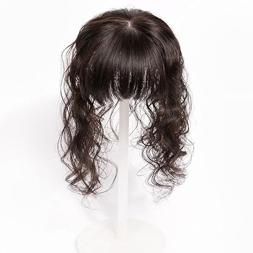 13x14 Echthaar für Frauen, weißes Haar, drei Clips, Clip-in-Haaraufsätze (Natürliches Schwarz,16 Zoll) von Remanbo