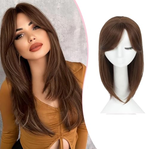 45 cm/18 Zoll Clip-on-Haaraufsätze für Frauen mit dünner werdendem Haar, natürlich aussehender 6,5 x 6,5 Zoll großer Haaraufsatz mit Wiglet-Haarteil (Beige) von Remanbo