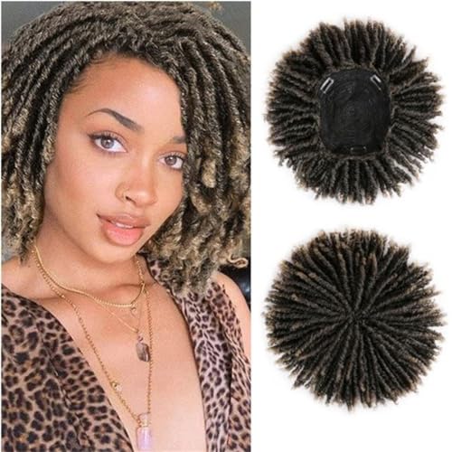 5,7 x 6,7 Zoll Dreadlock-Perücken, natürlich, modisch, hitzebeständig, synthetische Fasern, kurzes Haar, Topper für Frauen, gegen Haarausfall (Braun) von Remanbo