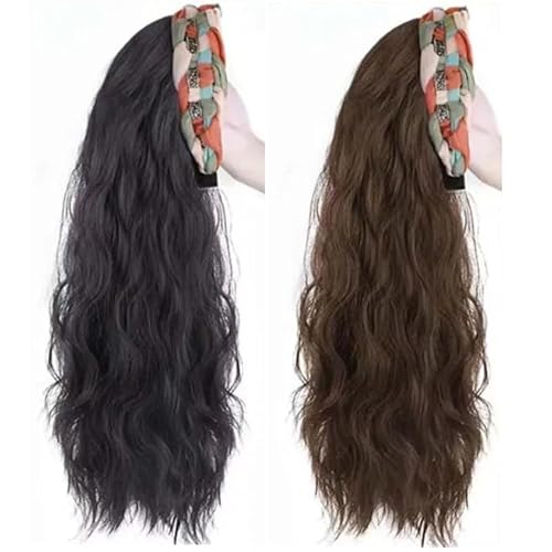 65 cm/26 Zoll einteilige lange gewellte Haarverlängerung für Damen mit Haarband (Hellbraun,Fischgräten-Stirnband) von Remanbo