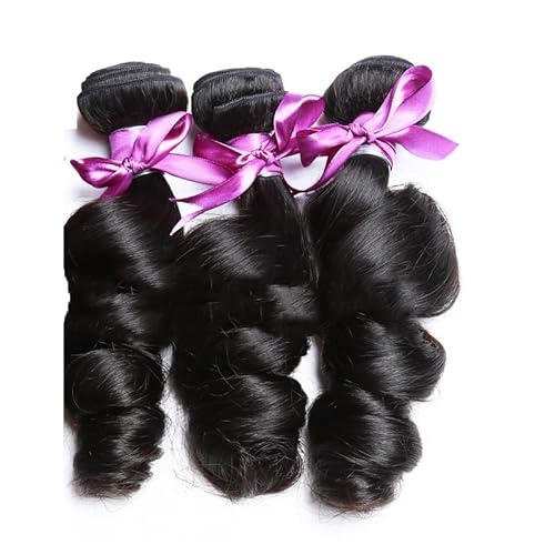 7A Echthaar, locker gewellt, für Damen, maschinell hergestellt, gegen Haarausfall, 13 x 4 Lace Frontal, locker gewellt, Schwarz (Schwarz,24 Zoll) von Remanbo