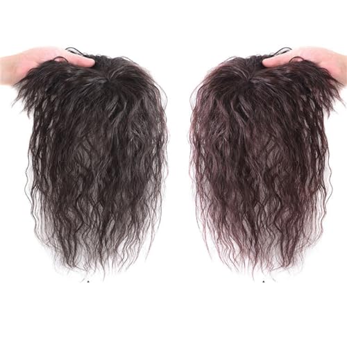 8 x 12 Mais-Echthaar natürlich, für weißes Haar lockiges Haar, einteilig, zwei Clips Clip-in-Haaraufsätze für Haarausfall, für Frauen (Menschliches Haar,Natürliche Farbe) von Remanbo