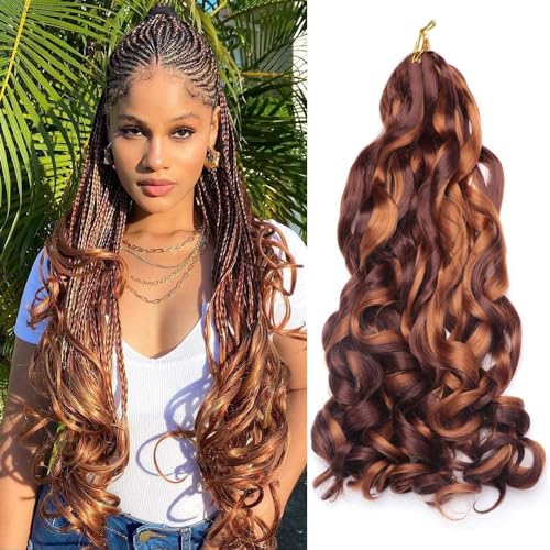 Dreadlocks, französisches lockiges, locker gewelltes Häkelhaar, 55,9 cm, Hochtemperaturfaser für Frauen, Pferdeschwanz-Haarbänder, französisches lockiges (Schwarz-Braun-Beige,150g) von Remanbo