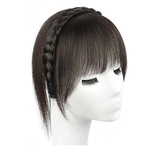 Fischgräten-Stirnband mit natürlicher Abdeckung für weißes Haar für Frauen mit Air Bangs gegen Haarausfall (Dunkelbraun,8 * 5 Kopfhand) von Remanbo