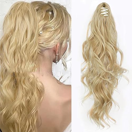 Haarverlängerung, Graduierung, langer, gerader Pferdeschwanz, 50,8 cm Hochtemperaturfaser-Haarverlängerung für Damen (Beige) von Remanbo