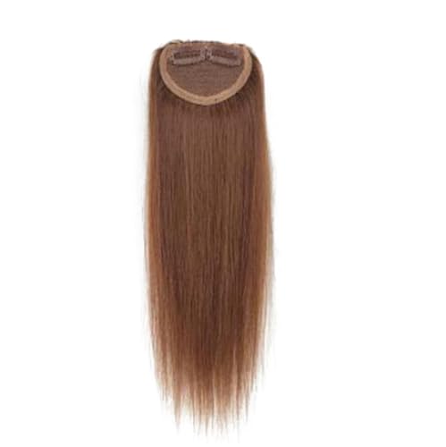 Hand Tied Human Hair One Piece Two Clips Clip in on Hair Toppers Fluffy Long Straight for Woman for Hair Loss f (Dunkelbraun,40 cm/16 Zoll) von Remanbo