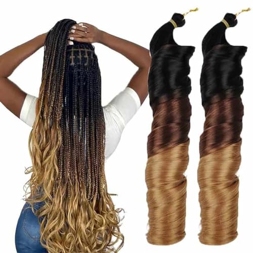 Lose gewellte Häkelhaare, 55,9 cm, lose gewellte Häkelhaare, 55,9 cm, Zöpfe, Dreadlocks für Damen und Herren, Pferdeschwanz, natürliche Hochtemperaturfaser, 150 g (Beige) von Remanbo