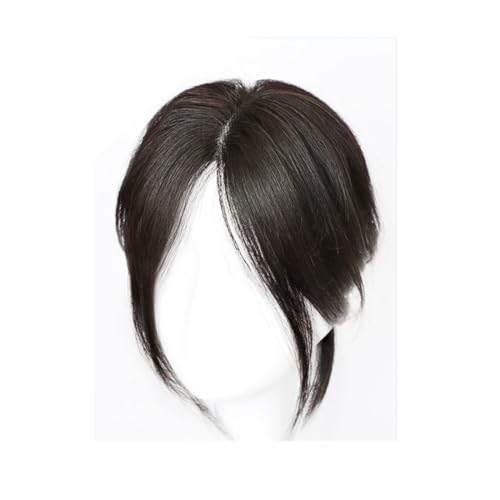 Maschinell hergestellter acht Pony für Frauen mit schütterem Haar, drei Clips, Clip-in-Haaraufsatz, Haarteil, gerade, mit Pony (Natürliches Schwarz,10 Zoll) von Remanbo