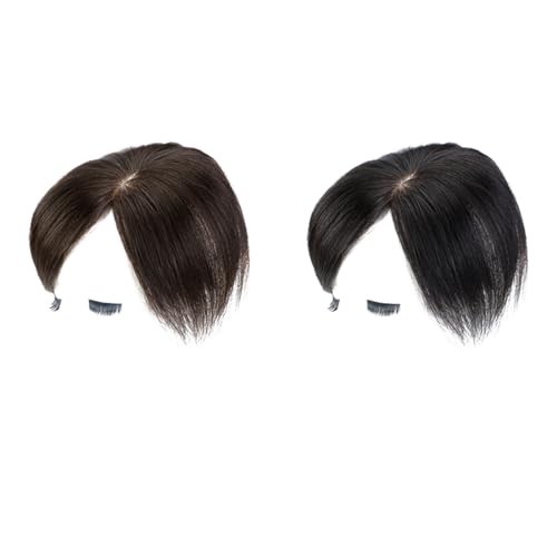 Menschenhaar 9x14 cm Glatt für weiße Haarspangen im Haarteil Ein Stück mit drei Clips Leichtes langes Haar Spur für Frauen (12 Zoll, Schwarz) von Remanbo