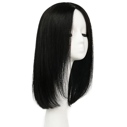 Natürliche, handgebundene, lange, glatte Haarspange für Damen, Echthaar (Natürliches Schwarz,14 Zoll) von Remanbo