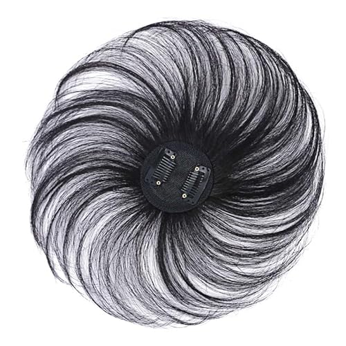 Natürliches, flauschiges, einteiliges Echthaar für Damen, Clip-in-Haaraufsätze, gerade, maschinell hergestellt (Natürliches Schwarz,6 Zoll) von Remanbo