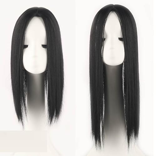 Schwarzes, glattes, handgebundenes Echthaar für Damen, einteilig, mit drei Clips, Clip-in-Haaraufsätze für Haarausfall-Perücken (Hellbraun,14 Zoll) von Remanbo