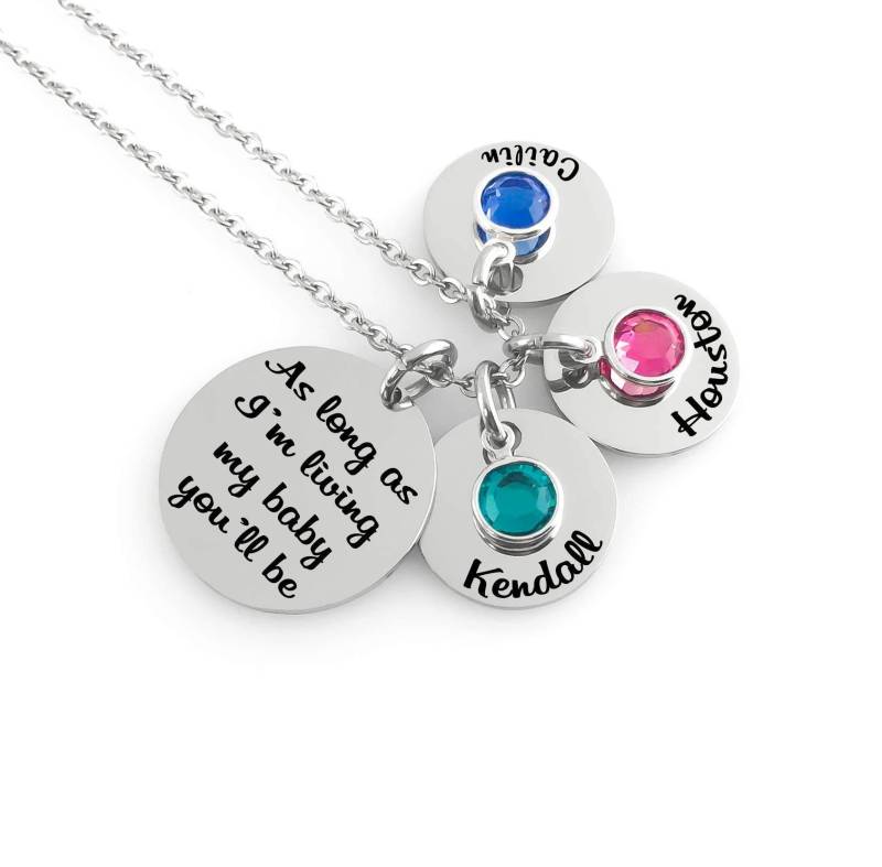 Mama-Halskette - Solange Ich Lebe Mein Baby Werden Sie Namen-Anhänger Und Geburtsstein Kristalle Mama-Halskette - Solange Ich Lebe Mein Baby Werden Sie Namen-Anhänger Und Geburtsstein Kristalle von RememberMeJewelryCo