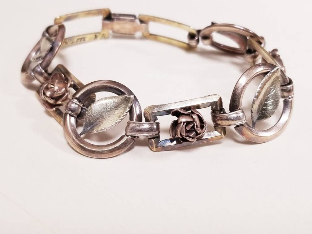 Krementz Diana Armband Rose - & Blatt-Vergoldete Glieder Krementz Diana Armband Rose - & Blatt-Vergoldete Glieder von RemembrancesofYours
