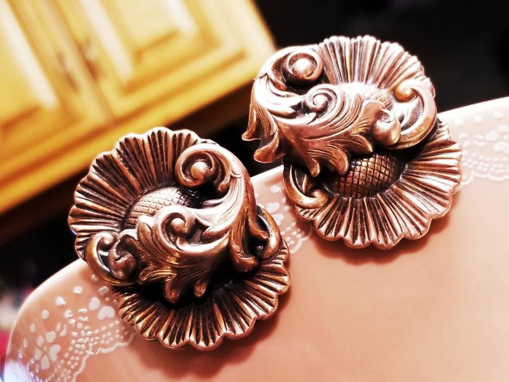 Vintage Kupfer Clip Auf Ohrringe Floral Jugendstil Vintage Kupfer Clip Auf Ohrringe Floral Jugendstil von RemembrancesofYours