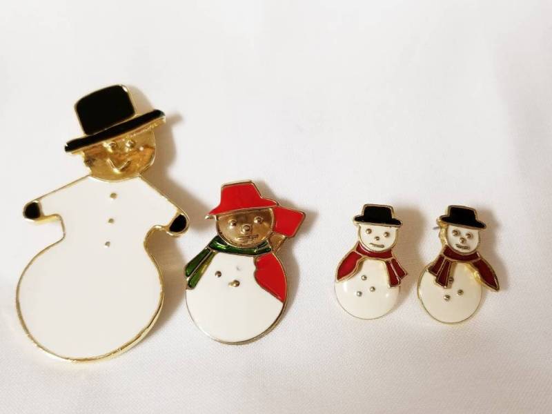 Vintage Schneemann Broschen Und Paar Ohrstecker Vorne Hinten von RemembrancesofYours