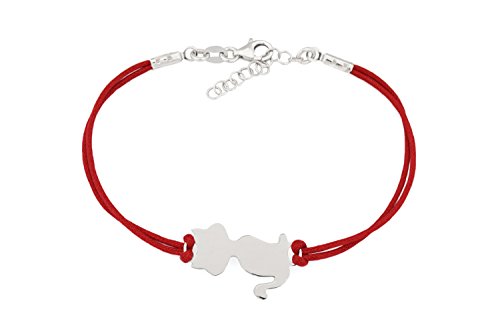 925 Sterling Silber - Elegante rote Armkette Armband für Katzenliebhaber - Katze Rote Schnur von Remi Bijou