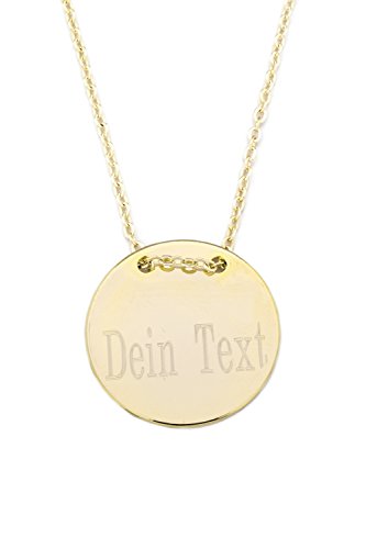Remi Bijou - 2 cm - Halskette MIT Gravur Anhänger - Gravurplatte Münze Rund Scheibe (Gold) von Remi Bijou