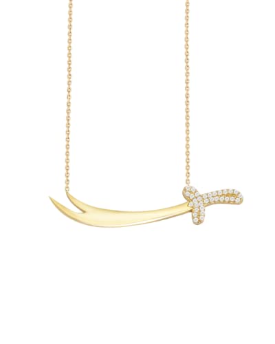 Remi Bijou 925 Silber Elegante Halskette Schwert 'Zülfikar' Mit und Ohne Gravur (Gold ohne Gravur) von Remi Bijou