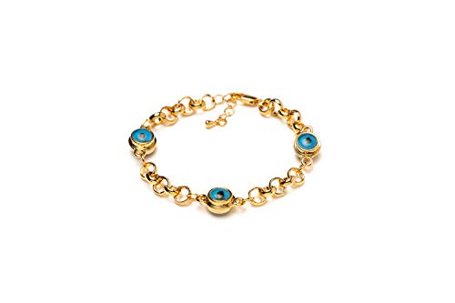 Remi Bijou Armkette Armband 22K vergoldet 'Blaues Auge Nazar Boncuk' von Remi Bijou