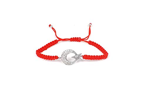 Remi Bijou Elegante Armband Armkette - Halbmond mit Stern, Ay Yildiz - verstellbare Länge, rot (Silber) von Remi Bijou