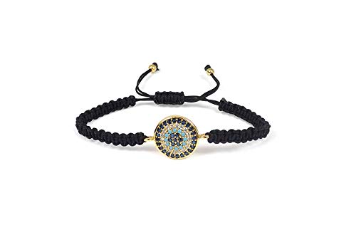 Remi Bijou Elegante Armband Armkette - Türkisches Nazar Boncuk Evil Eye Blaues Auge - verstellbare Länge, schwarz (Gold) von Remi Bijou