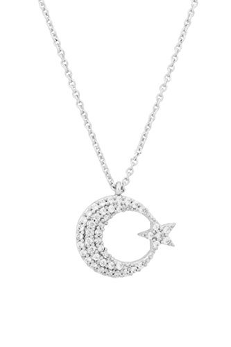 Remi Bijou - Halbmond mit Stern Halskette Kette mit Zirkonia Strass Stern Ay Yildiz Mond Star von Remi Bijou