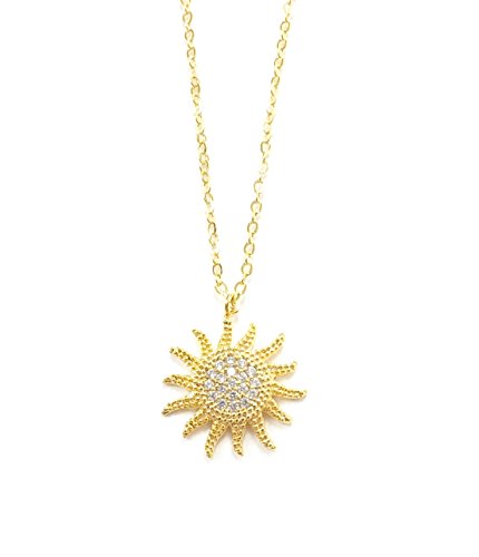 Remi Bijou Halskette Kette Anhänger - Sonne Sun - Gold Farbe Zirkonia Strass Geschenk von Remi Bijou