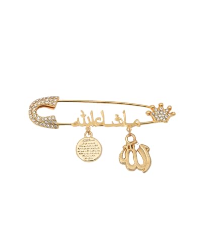 Remi Bijou Stecknadel "Masallah" auf Arabisch mit Ayetel Kürsi, Allah Symbol Talisman für Baby (Gold) von Remi Bijou