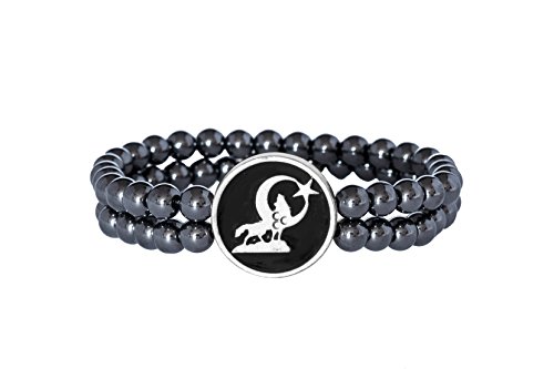 Remi Bijou Stretcharmband für Herren Unisex 'Heulender Wolf'- graue Perlen von Remi Bijou