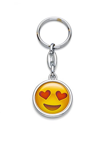 Schlüsselanhänger Emoji Verliebt Love Liebe Herzförmige Augen Smiley Glückliches Gesicht Happy Face Silber Farbe von Remi Bijou