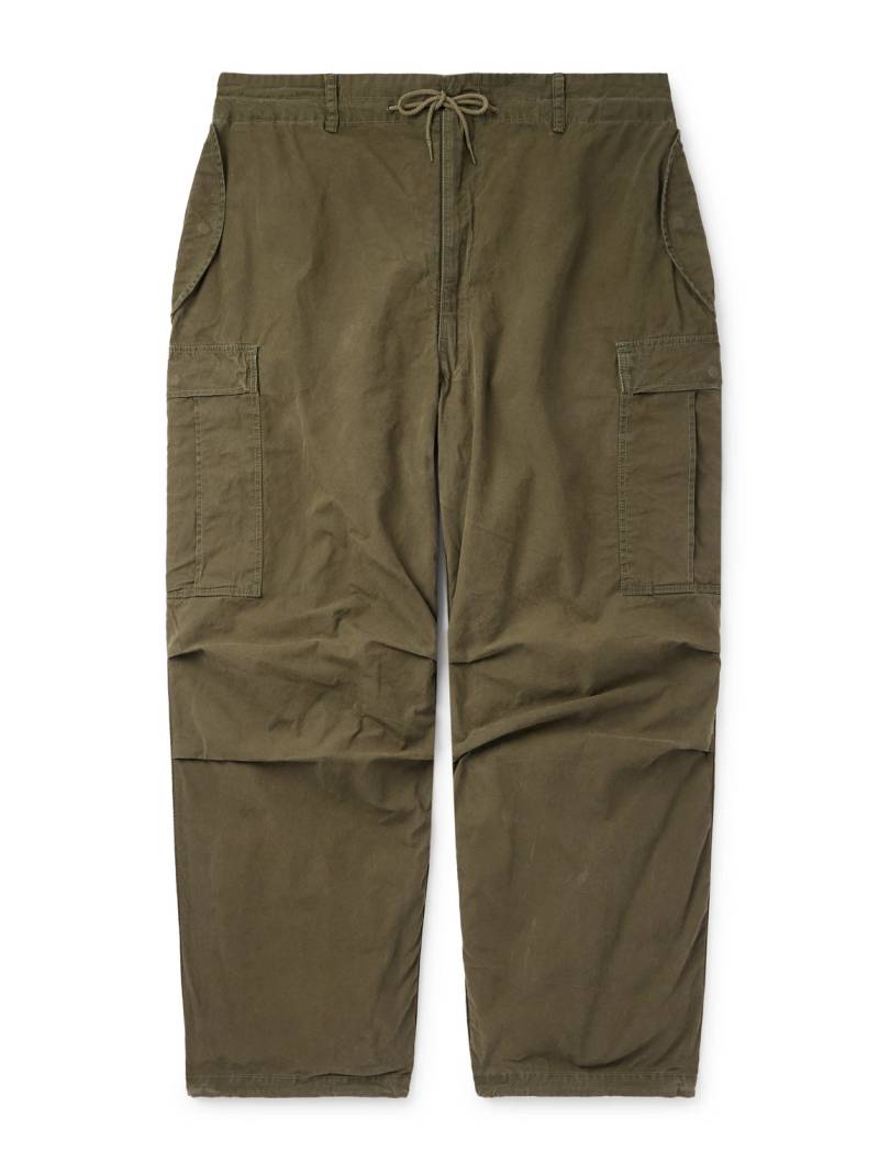 Remi Relief - Wide-Leg Cotton-Canvas Drawstring Cargo Trousers - Men - Green - S von Remi Relief