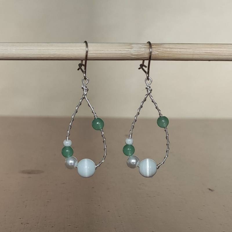 Selenit Aventurin Wire Wrap Baumeln Ohrringe von RemiPearls