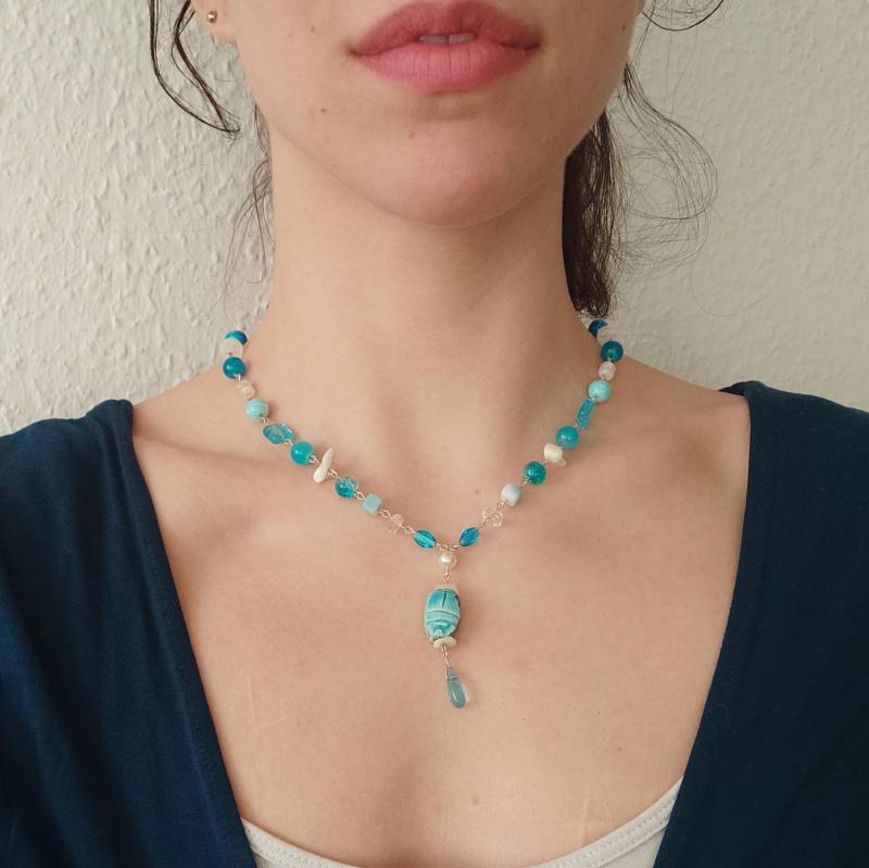 Türkise Meerjungfrauen Edelstein Und Perlen Kette Türkise Meerjungfrauen Edelstein Und Perlen Kette von RemiPearls