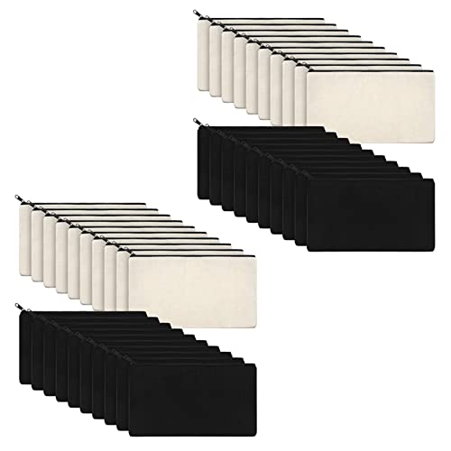 Remingtape 40 StüCk Leinwand Make-Up ReißVerschluss Beutel Bleistiftetui Leere DIY Basteltaschen Kosmetiktasche für Reisen DIY Bastelschule von Remingtape