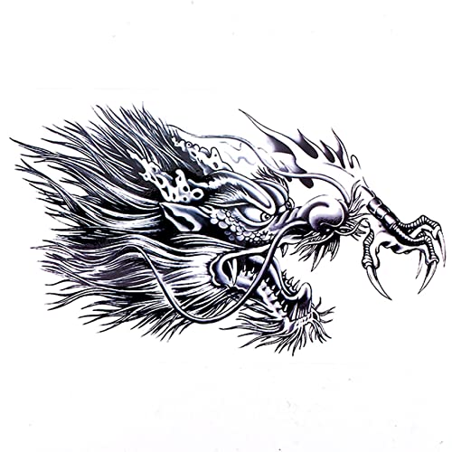 Remingtape Temporäre Tätowierung Große 3D Drachen Kopf Wasserdichter, Abnehmbarer Arm Bein Körper Aufkleber von Remingtape