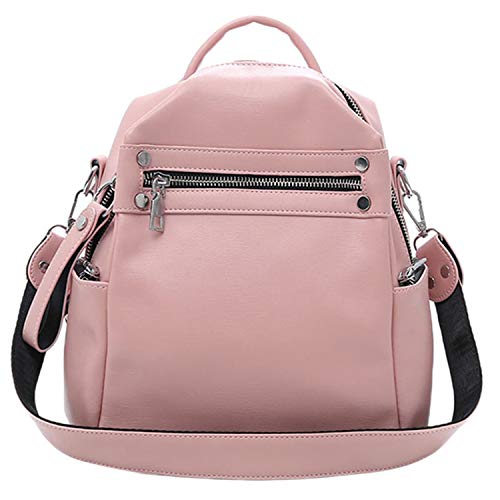 Remingtape Weiches Leder Rucksack Damen Multi Funktional Umhänge Tasche Teenager Mädchen Schul Tasche Weibliche Feste Tasche, Rosa von Remingtape