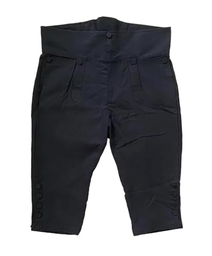 Herrenhose Kolonial-Knie-Leinenhose aus dem 18. Jahrhundert, Herbst-Stil, Schwarz, XXL von Reminisce Boutique