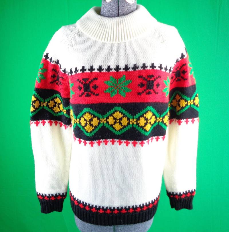 Vintage 60Er Jahre Rollkragenpullover Abstrakter Pullover Mit Zopfmuster von ReminiscingVintage