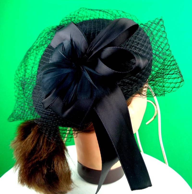 Vintage Bollman Schwarzer Feder Schleier Hut - 1960Er Jahre von ReminiscingVintage