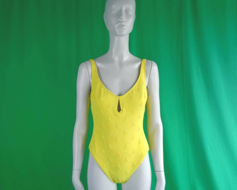 Vintage 1960S Gelber Badeanzug Sternmuster-Bodysuit Badeanzug Küste Strand Workout Geschenk von ReminiscingVintage