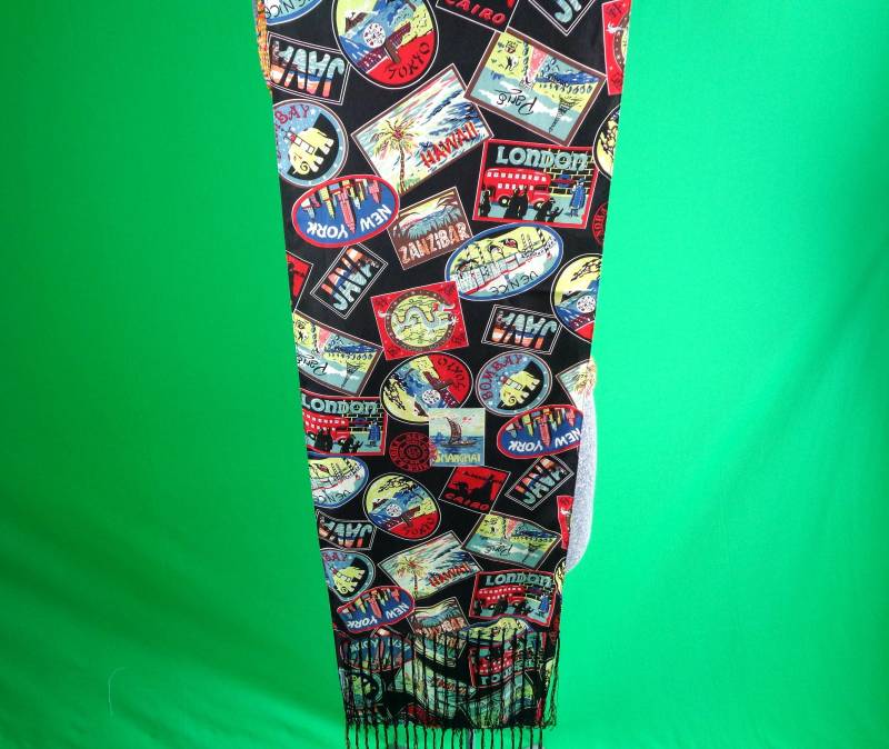 Vintage Welt Druck Reiseschal Paris, London, New York, Hawaii Souvenir Wrap Schal Accessoire von ReminiscingVintage