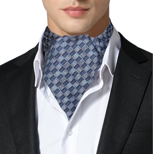 Remo Sartori – Ascot Krawattenschal für Herren, Aus Reiner Seide, Geometrisches Muster, Made in Italy (Blau) von Remo Sartori